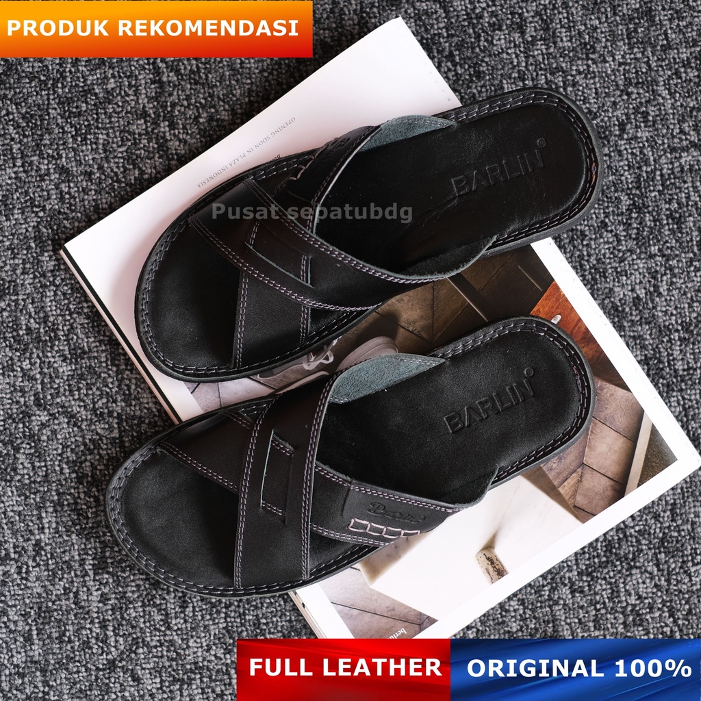 Sandal Kulit Pria Original Distro Kasual - Sendal Pria Full Kulit Distro Kekinian