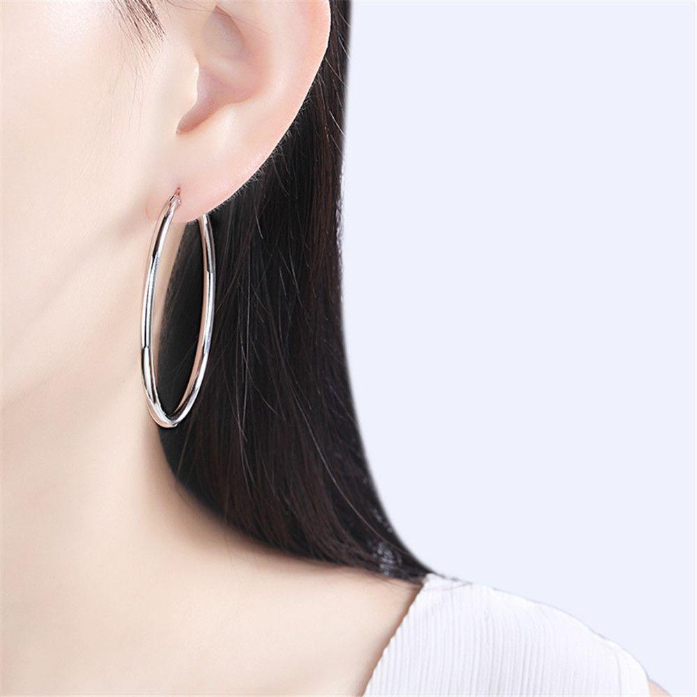 Lily Halus Lingkaran Hoop 3CM-7CM Hadiah Fashion Ukuran Bulat Anting Retro