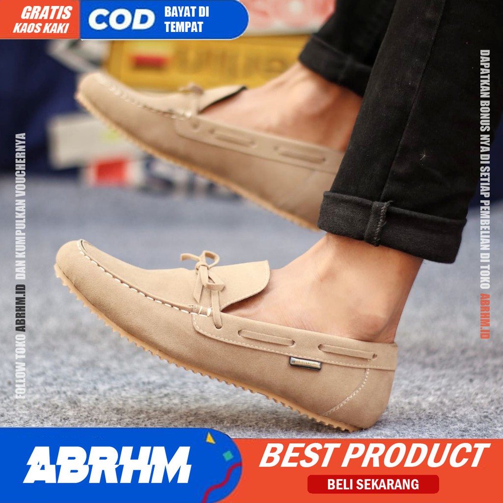 ABRHM- CELTIK Sepatu Slip On Pria Sepatu Casual Pria Sepatu Kulit Asli Pria Sepatu Kasual Semi Formal Kuliah Kondangan Gaya Santai Keren Kekinian Murah Original Terlaris