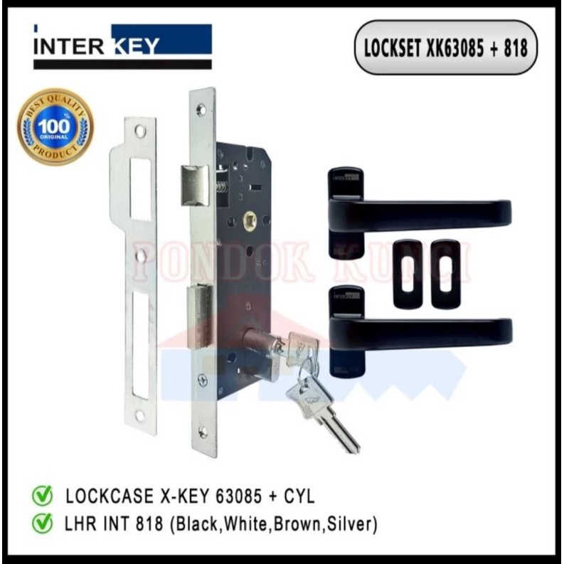 Set Kunci Pintu Aluminium Handle Lever dan Lockcase untuk Pintu Swing