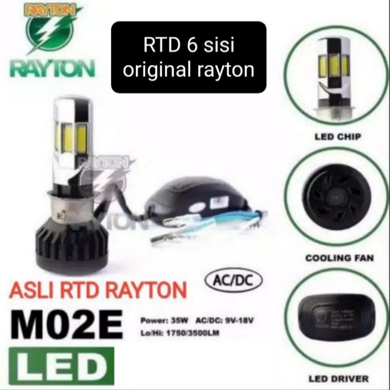 lampu led motor rtd 6 sisi rayton  hi lo warna putih