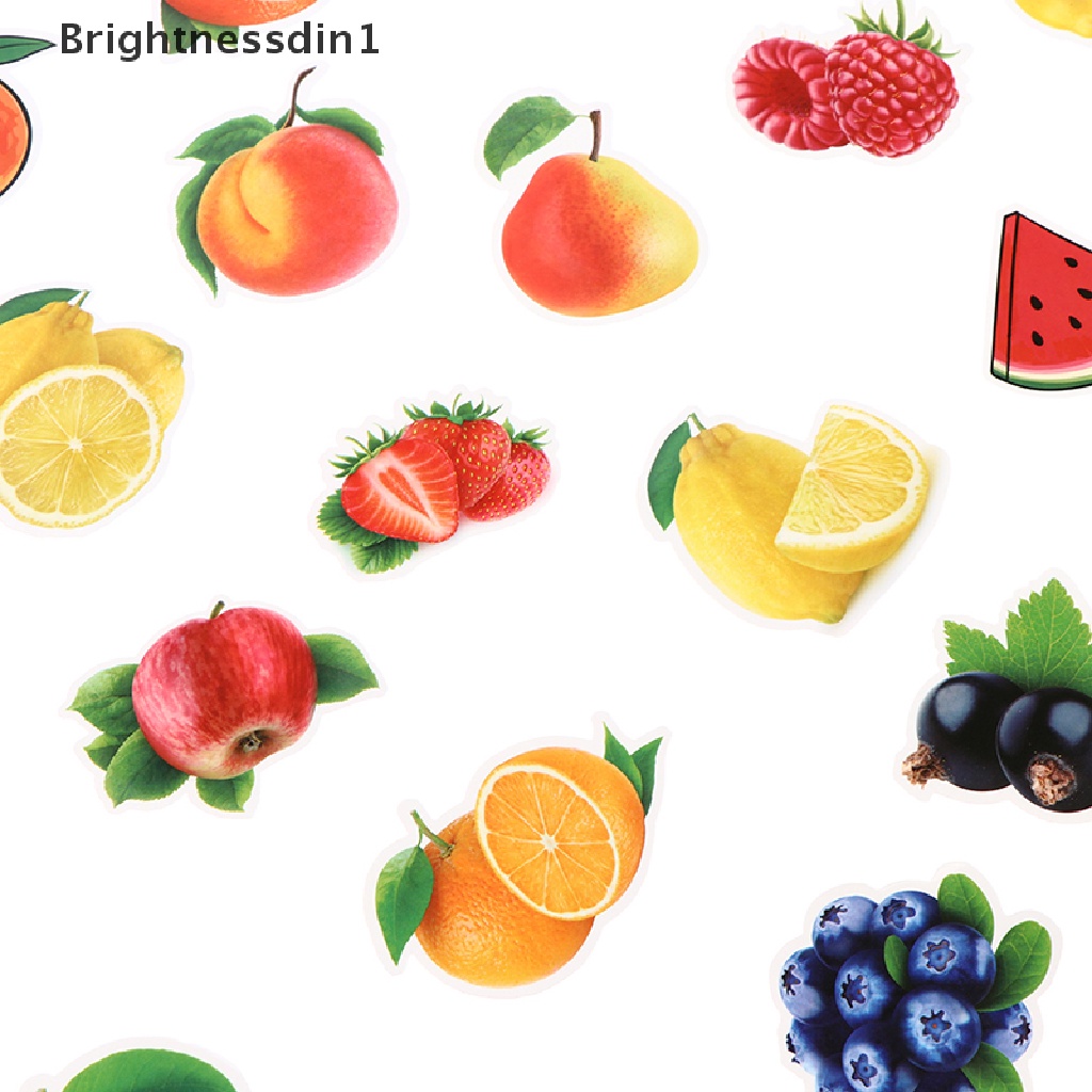 (Brightnessdin1) 50 PCS Stiker Motif Buah Untuk Dekorasi Kulkas / Dapur