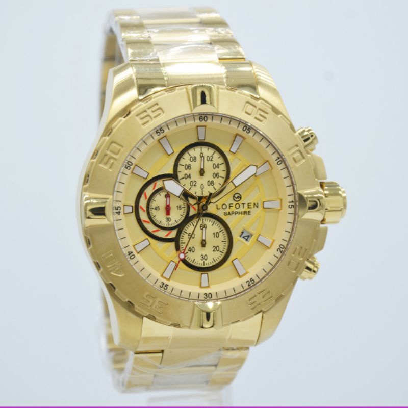 Jam Tangan Pria Lofoten L6512 Original Chrono Aktif Strap Rantai Stainless