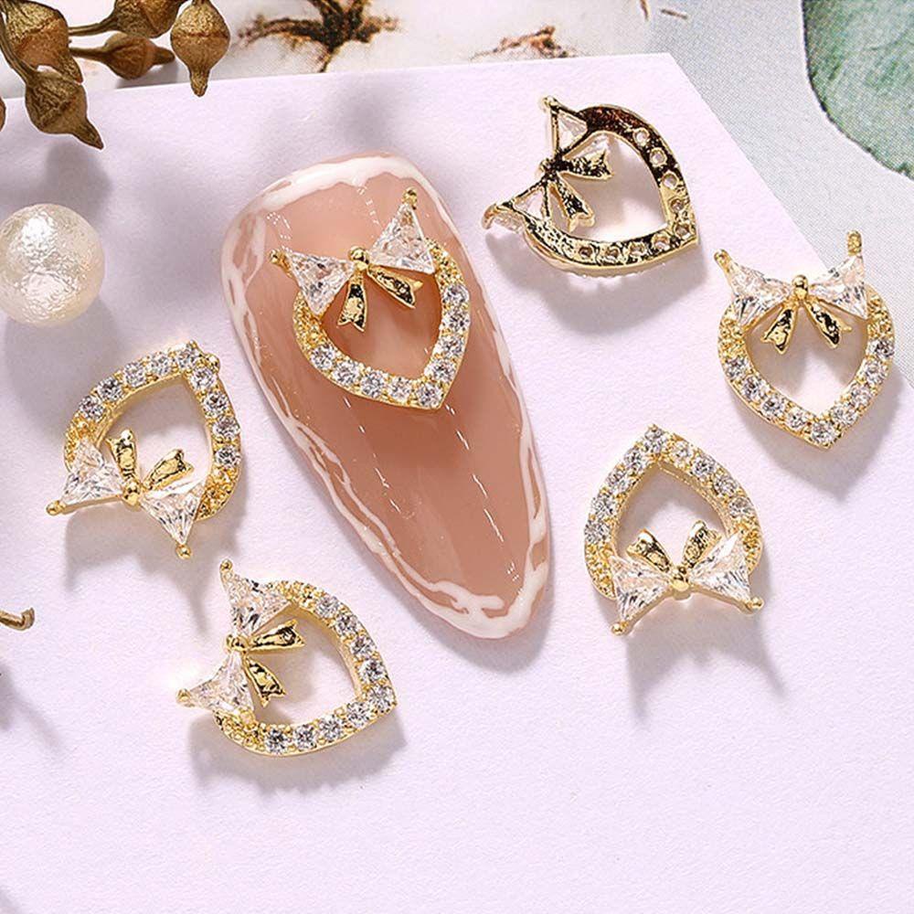 AUGUSTINA Agustina Ikatan Simpul Kuku Berlian Imitasi Mewah Mengkilap 3D Kuku Pesona Manicure DIY Nail Art Ikatan Simpul Kuku Bor Kristal Busur Kuku Perhiasan