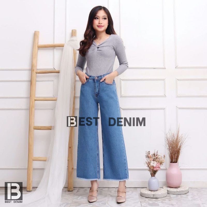 Celana boyfriend jeans kulot jumbo wanita kekinian termurah