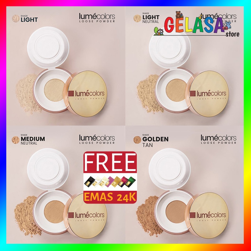 (Free Emas) Lumecolors Bedak Tabur Loose Powder Pore Blurring Effect With Oil Control