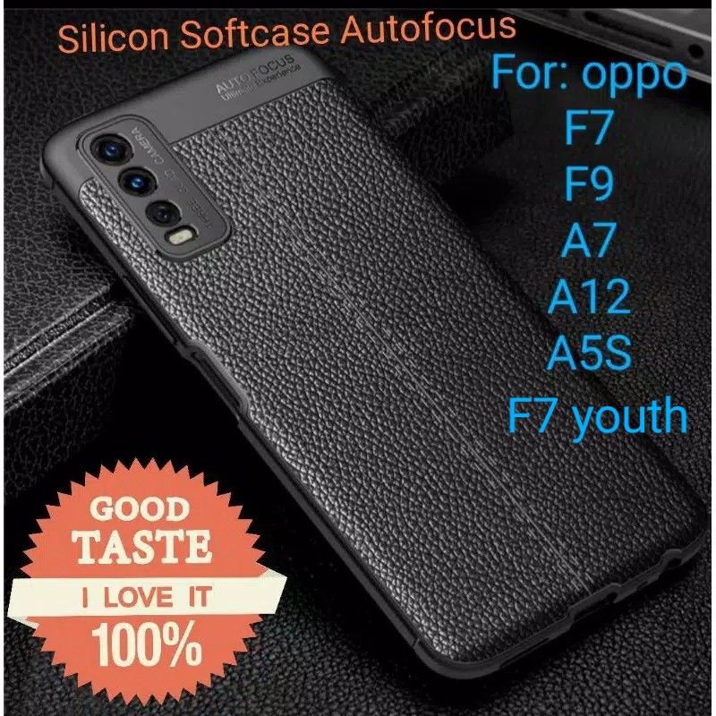 oppo F7 Youth F9 A7 A12 A5S Silicon Autofocus Leather Softcase Casing Cover TPU Kulit jeruk jelly