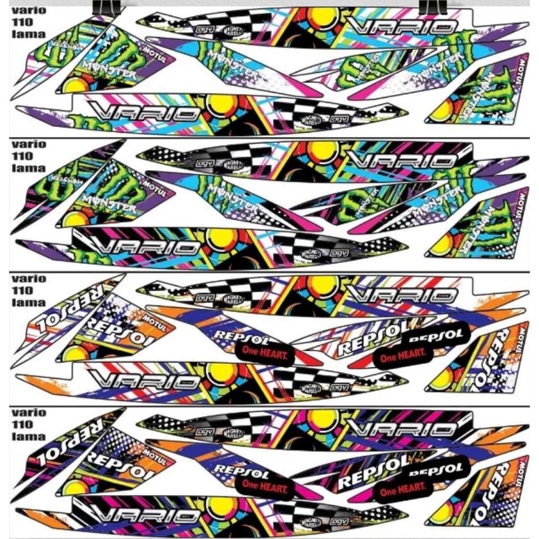 Striping Vario 110 Karbu / Lama Variasi Sticker Stiker Scotlite Skotlet Motor Lis Body
