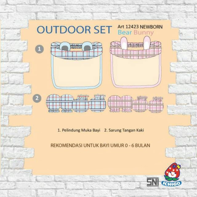 Ichigo Outdoor Set Face Shield &amp; Sarung Tangan Kaki / Pelindung Anti Virus 0-6 Bulan