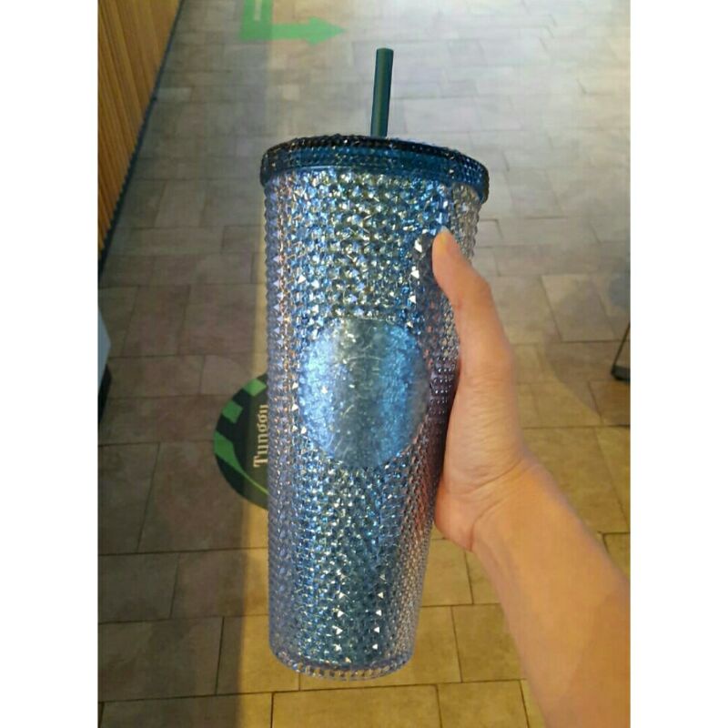 Starbucks studded glittery blue / starbucks bling