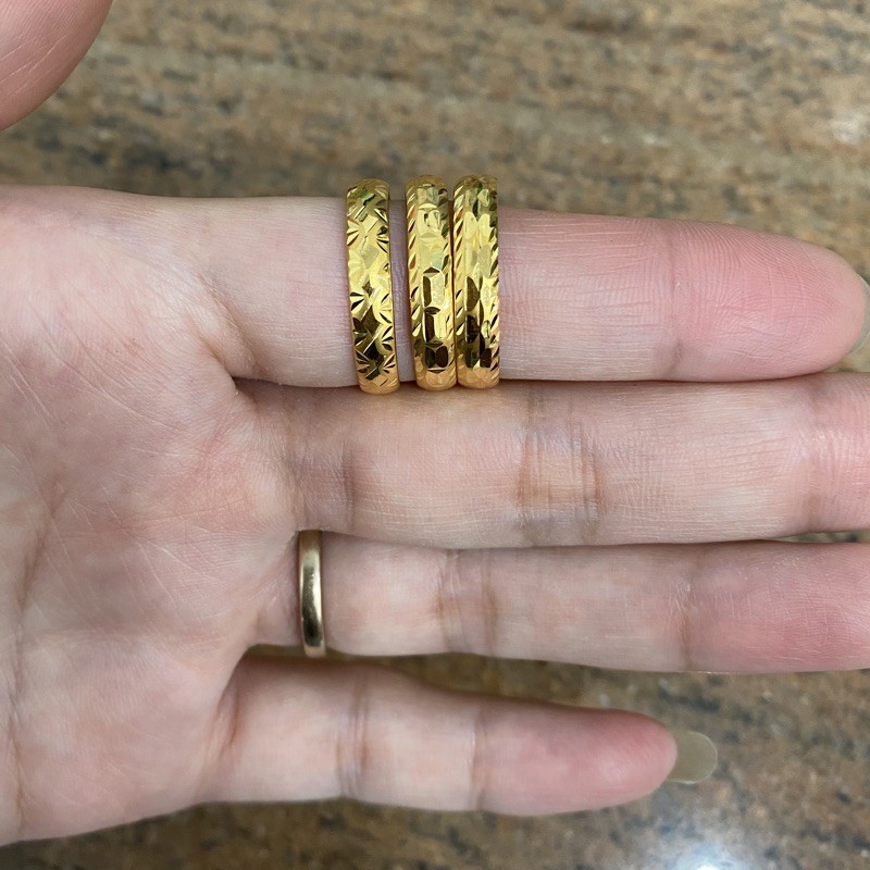 Cincin Polos Motif Kristal Cincin Emas Asli Kadar 700