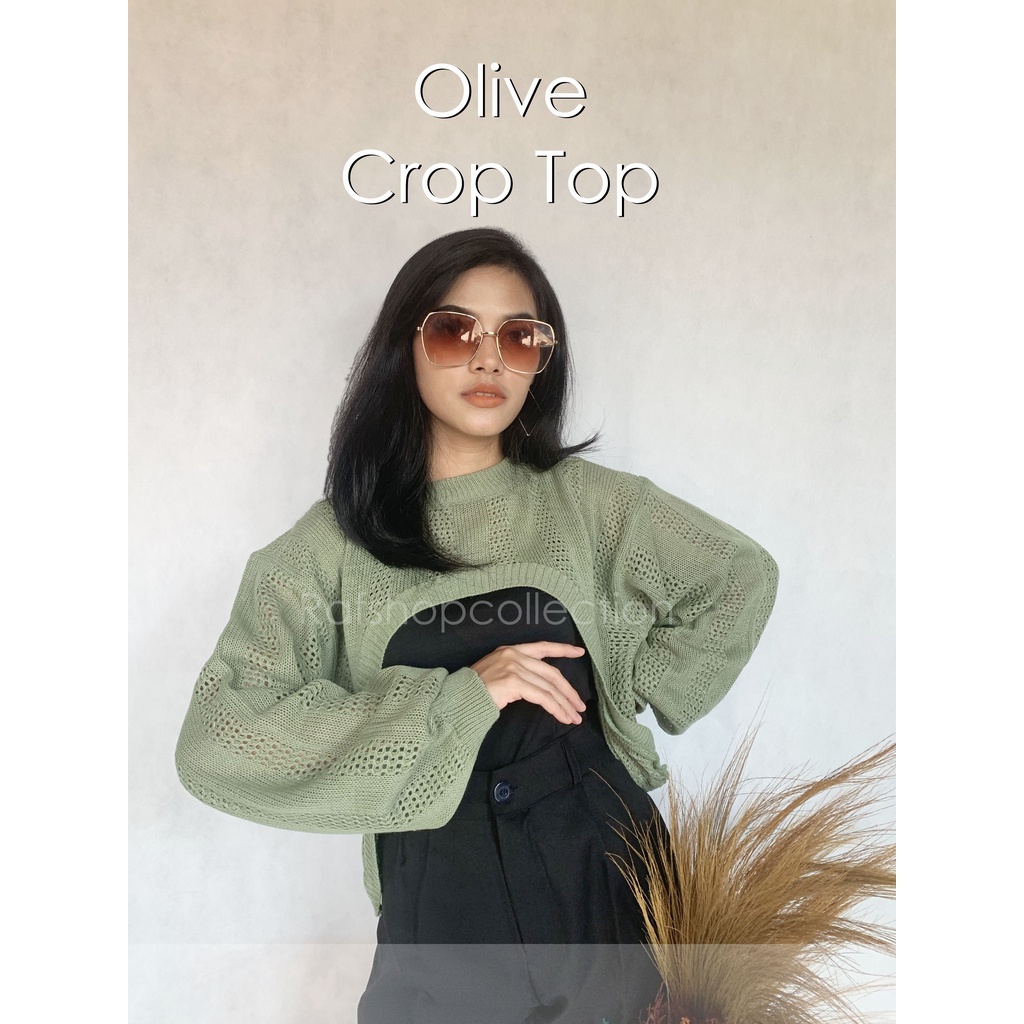 OLIVE CROP TOP-ballontop-croptop