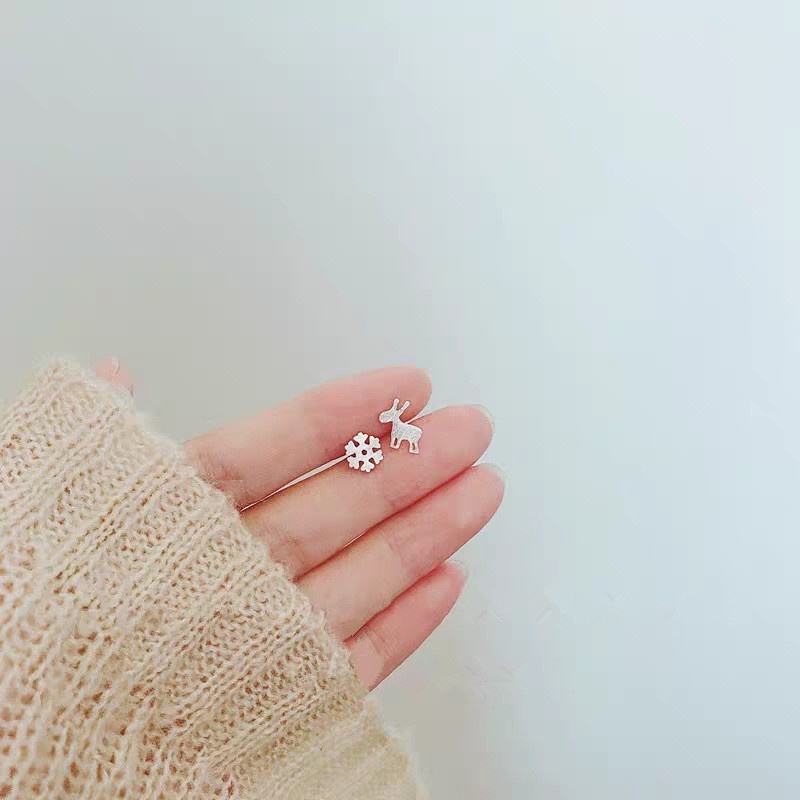 Magic789 Anting Tusuk Sterling Silver 925 Model Rusasnowflake Tema Nataltahun Baru Untuk Wanita