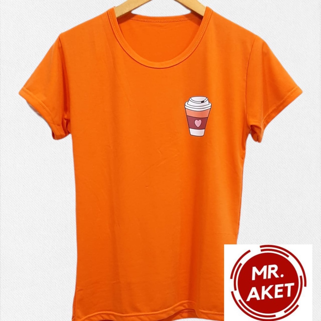 Promo murah meriah !! Kaos O Neck wanita lengan pendek motif logo printing ukuran L. XL  harga murah  meriah