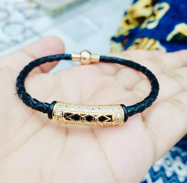 Gelang tangan wanita  gelang kulit latek tiga warna pilihan kombinasi perhiasan lapis emas  xuping