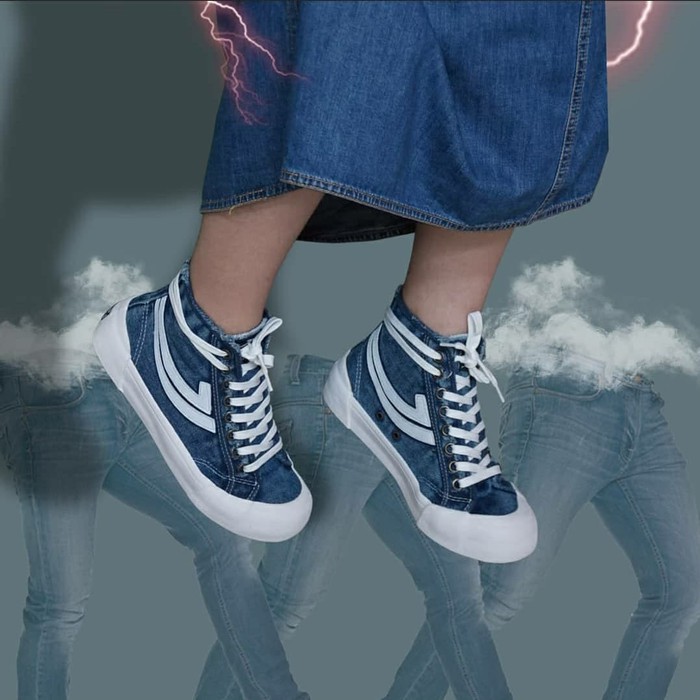 Order Langsung Sepatu Sneakers Johnson Galaxy Pro Highcut (HC) Denim - Biru, 38 terbaik