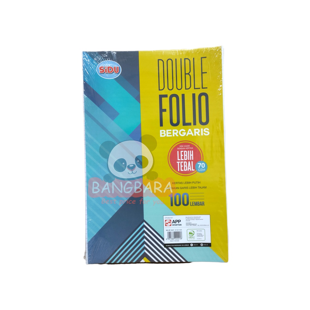 

SIDU Double Folio Bergaris 100 lembar 70 GSM