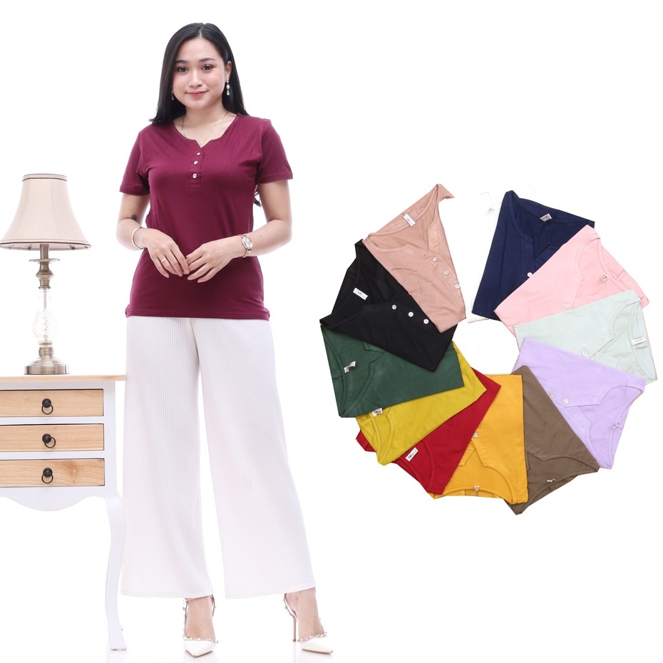 Kaos Wanita Lengan Pendek/Kaos Wanita V Neck/Kaos Wanita Spandek/T-Shirt Wanita V Neck/Kaos Wanita B