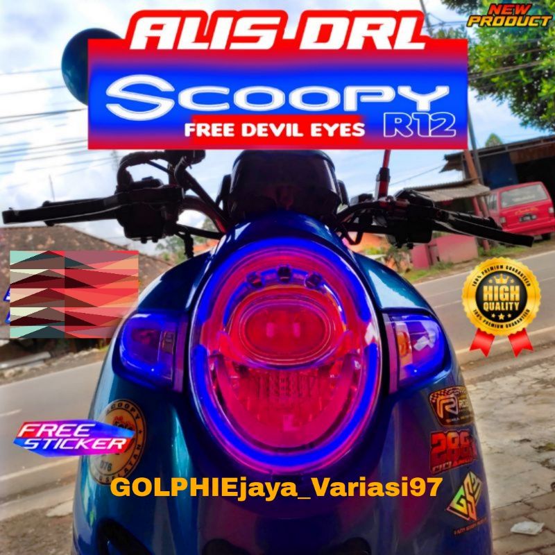 LAMPU LED ALIS DRL SUPER SLIM ANTI AIR LAMPU ALIS SCOOPY DONAT 2016/2019 FREE MATA DEVIL EYES LAMPU 