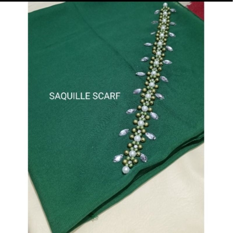 SEGIEMPAT PAYET BANDO BELLA/HIJAB BANDO MUTIARA/KERUDUNG PAYET BELLA SQUERE-Green