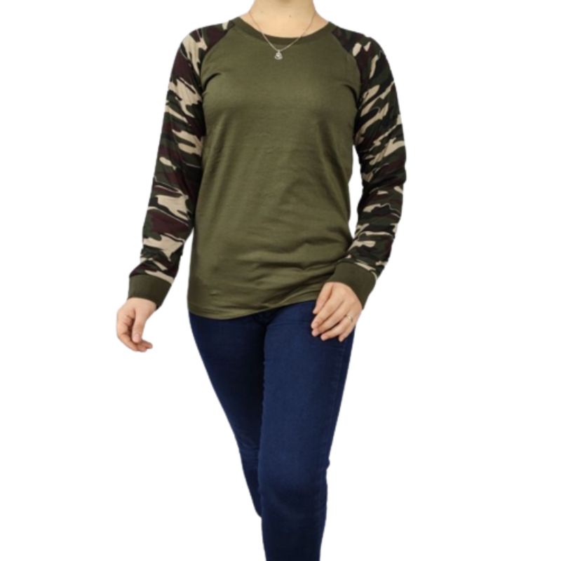 Kaos Senam Loreng Kaos Reglan Army Loreng Pria Wanita Lengan 3/4 dan Panjang Ukuran M L XL XXL