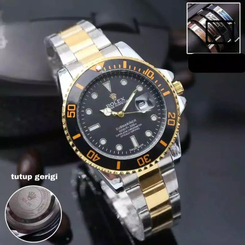 JAM PRIA ROLEX MEWAH HIGHT QULITY RING PUTAR