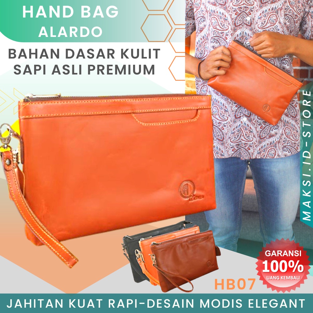 Tas Pouch Bag Clutch Bag Kulit Sapi Asli Pria Wanita Multifungsi Handbag Tas Tangan Pria Kulit Sapi Asli HB07 GARANSI ORIGINAL