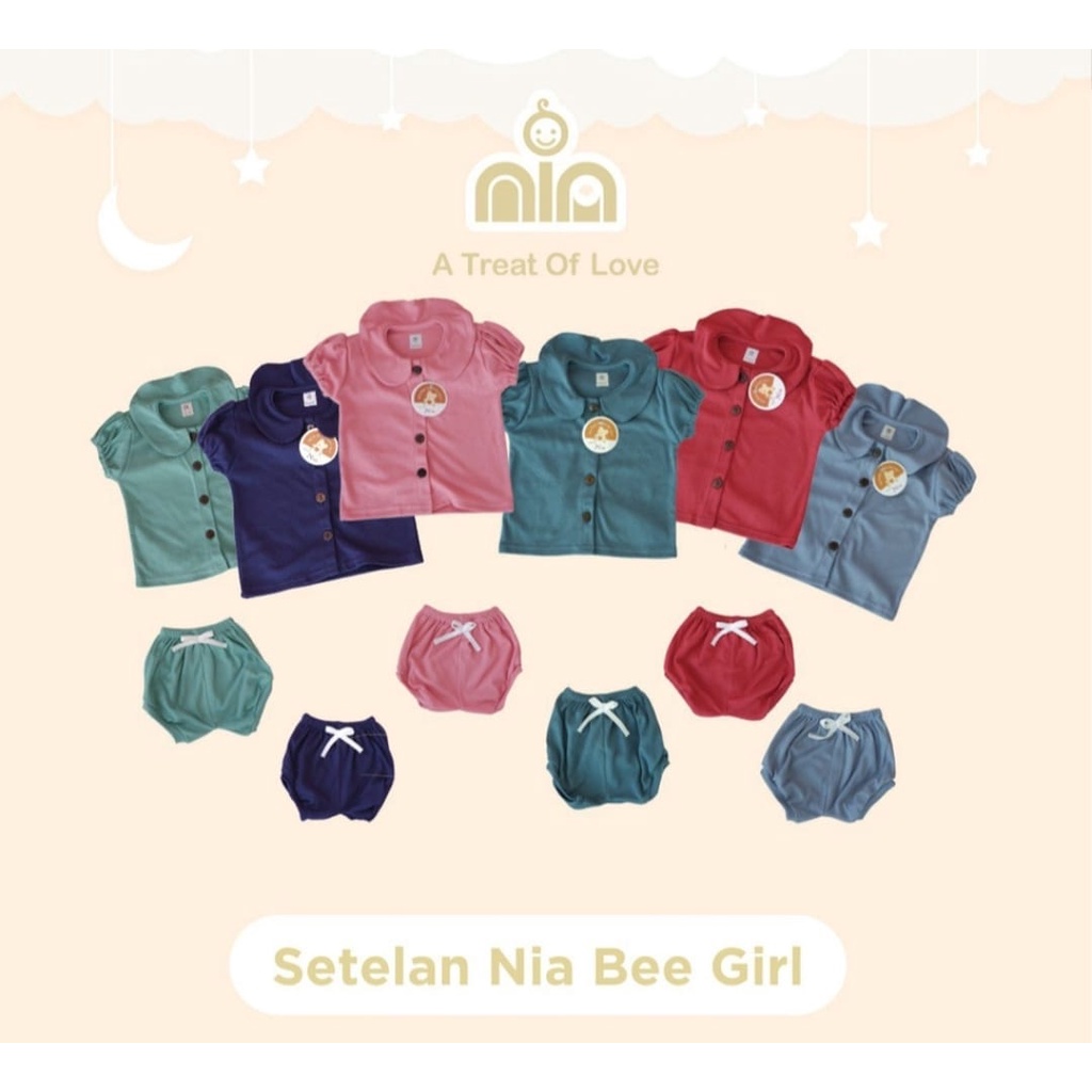 Setelan Baju Bayi 3-6 Bulan Motif Polos Setelan Nia Bee Girl