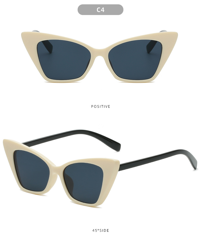 CATEYE 2022 Kacamata Hitam Cat Eye Vintage Retro Lensa Cermin UV400 Frame Metal Untuk Wanita