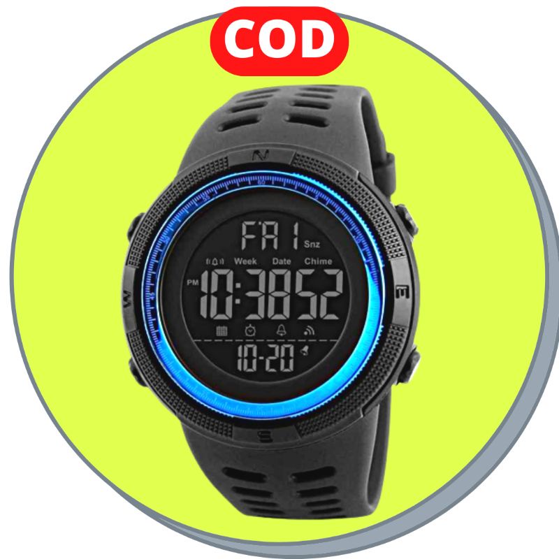 Jam Tangan Pria Digital Watch Stylish Cowok Waterproof Original Hitam SKMEI