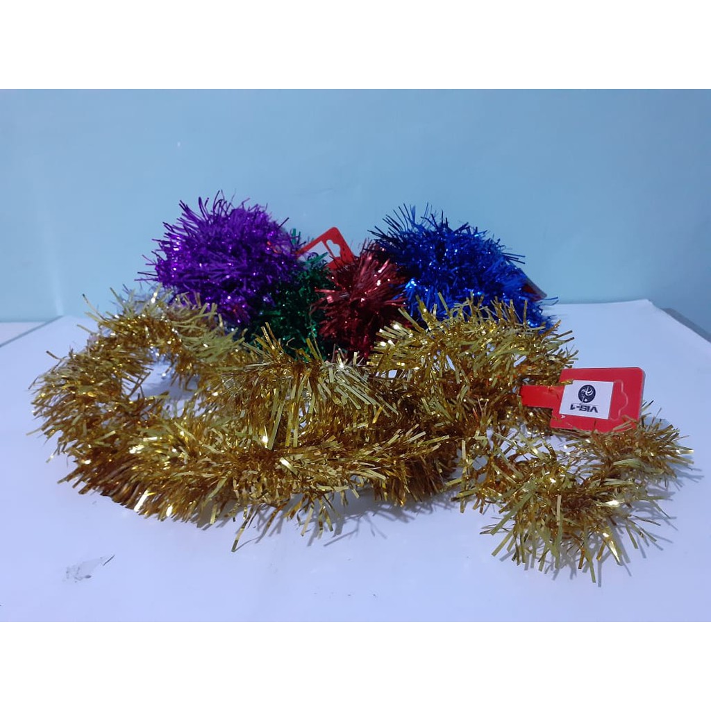 Slinger / Tinsel / Slinger Rumbai Warna Warni / Hiasan Natal / Hiasan Parcel