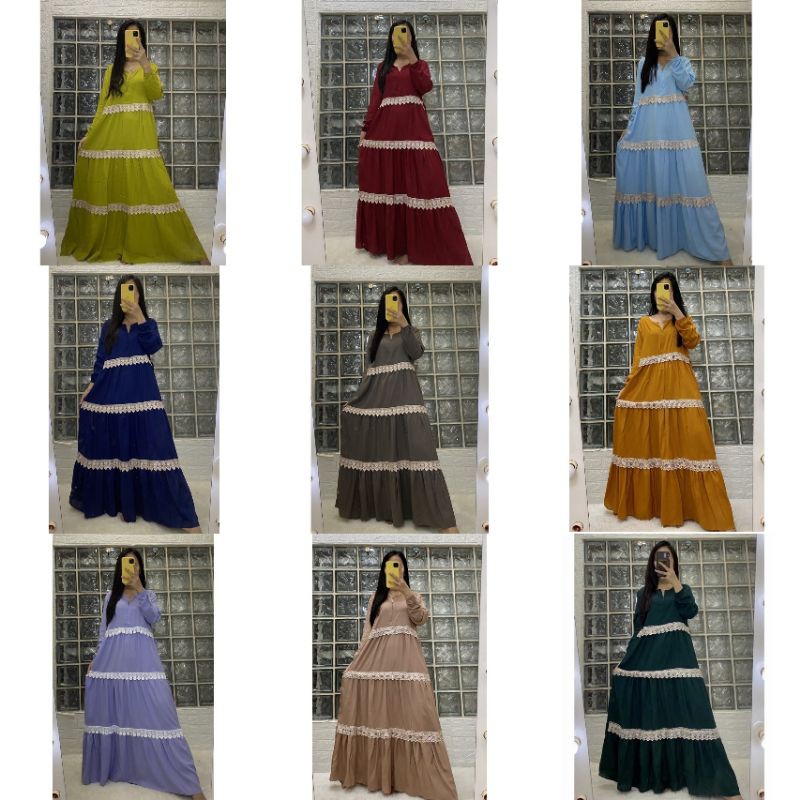 GAMIS POLOS PANJANG RENDA / RAYON / BUSUI