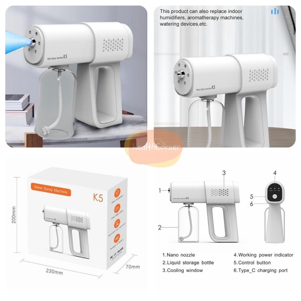 Nano Spray Machine K5 Wireless / Nano Spray Gun Disinfektan K5 380ML