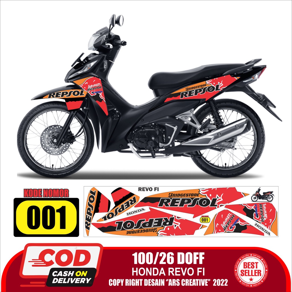 Sticker decal striping honda revo fi repsol variasi semua ready packing aman