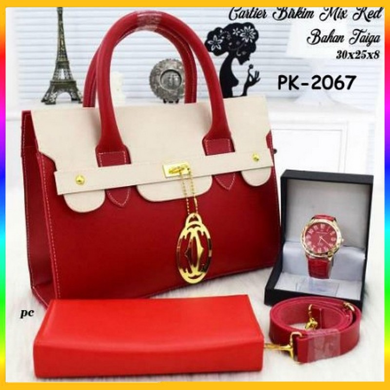Tas Selempang Wanita / Tas Wanita Slempang - Tas Paketan 3in 1 Bikin Cartier PK2056