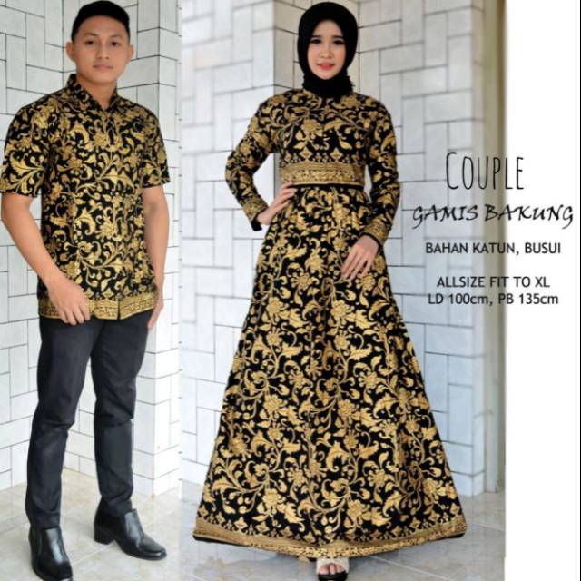 Saroja Batik - Couple Gamis bakung - couple batik - Motif Terbaru