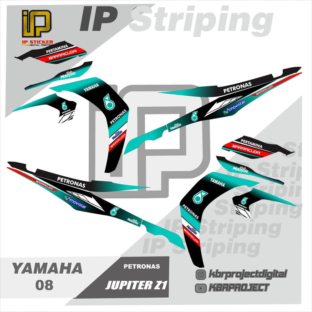 (cod) stiker motor – striping jupiter z1 petronas - motor yamaha- motor -sticker variasi – Racing 08