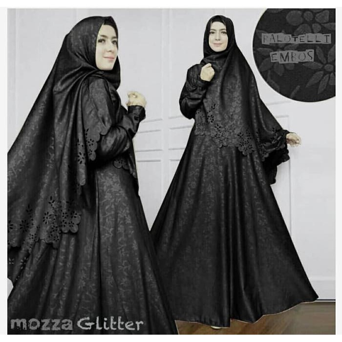 Gamis Syari new gamis mozza syari jaguart glitter hitam Murah
