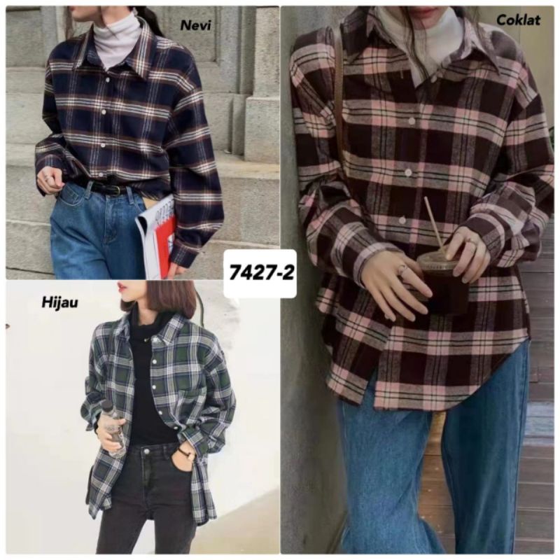 kemeja katun flanel import 7427