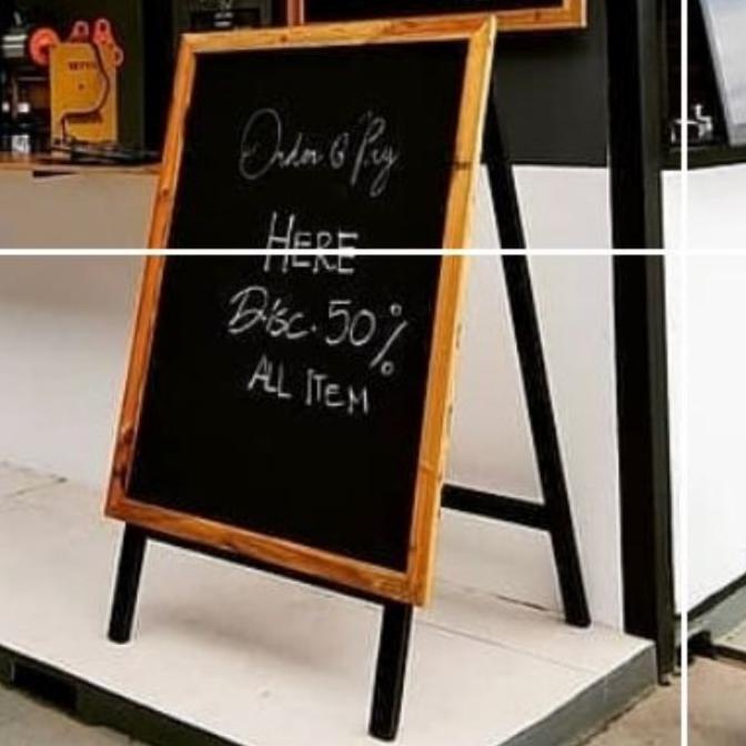 

---Terbartu--- papan tulis kapur blackboard standing 60 x 90 stand bentuk A lipat
