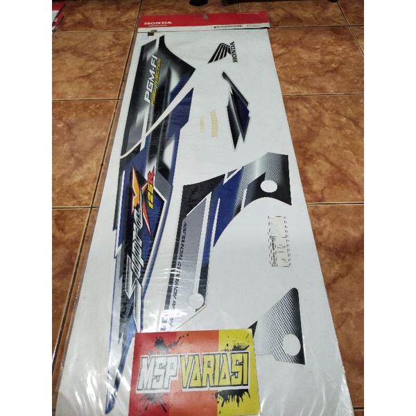 Striping List Stiker Supra X 125 PGM-Fi 2005/2006 Putih Biru Original AHM ( 871X0 KTM 770 )