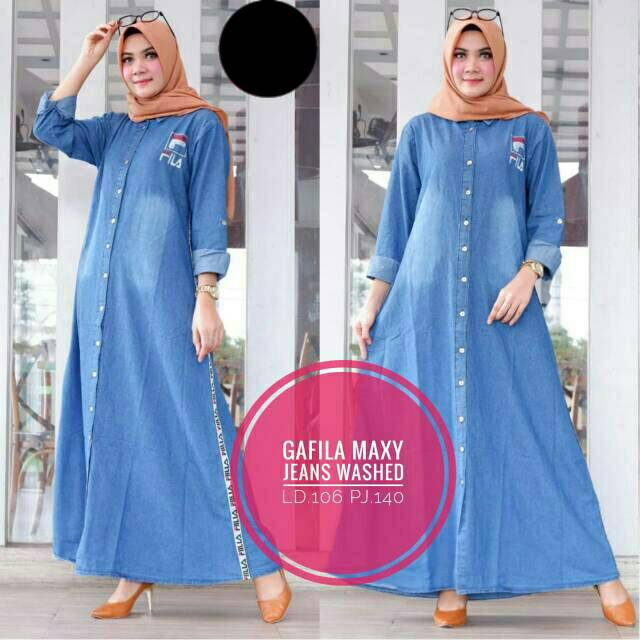 GAMIS JEANS GAFILA MAXI BORDIR ORI PILISIR SAMPING 2019 ORI IMPORT