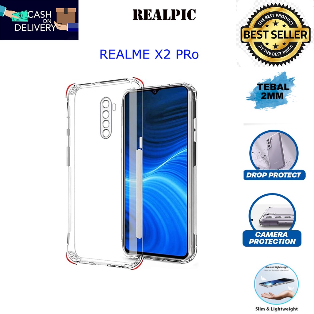 Case REALME X2 PRo Casing Clear HD KETEBALAN 2MM BENING TRANSPARAN TPU Premium Softcase