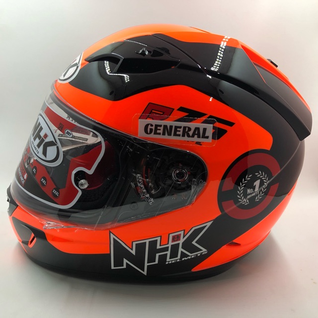 Helm NHK GP1000 GP 1000 Motif R75 Orange Fluorecent Black Orange Stabilo Double Visor Full Face