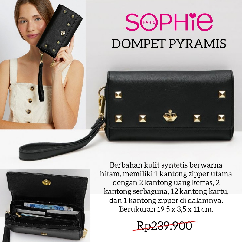 DOMPET PYRAMIS SOPHIE MARTIN PARIS PROMO DOMPET PANJANG WANITA HITAM WOMAN WALLET DOMPET KARTU HP