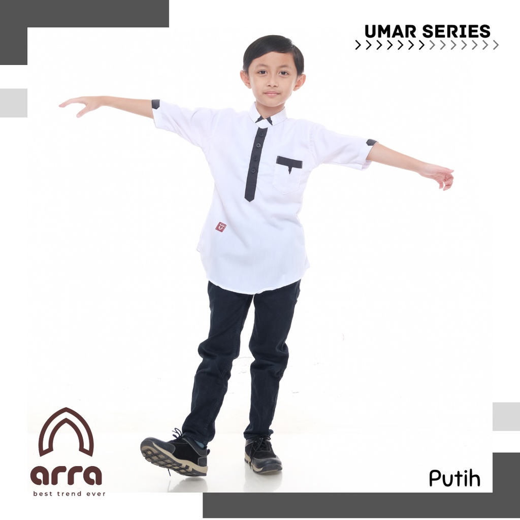 Arra Umar Baju Koko Anak Laki Laki Lengan 3/4 Bahan Toyobo Kurta Size S M L XL XXL Warna Mustard , Putih , Maroon , Navy , Coklat (Grosirbajukoko)