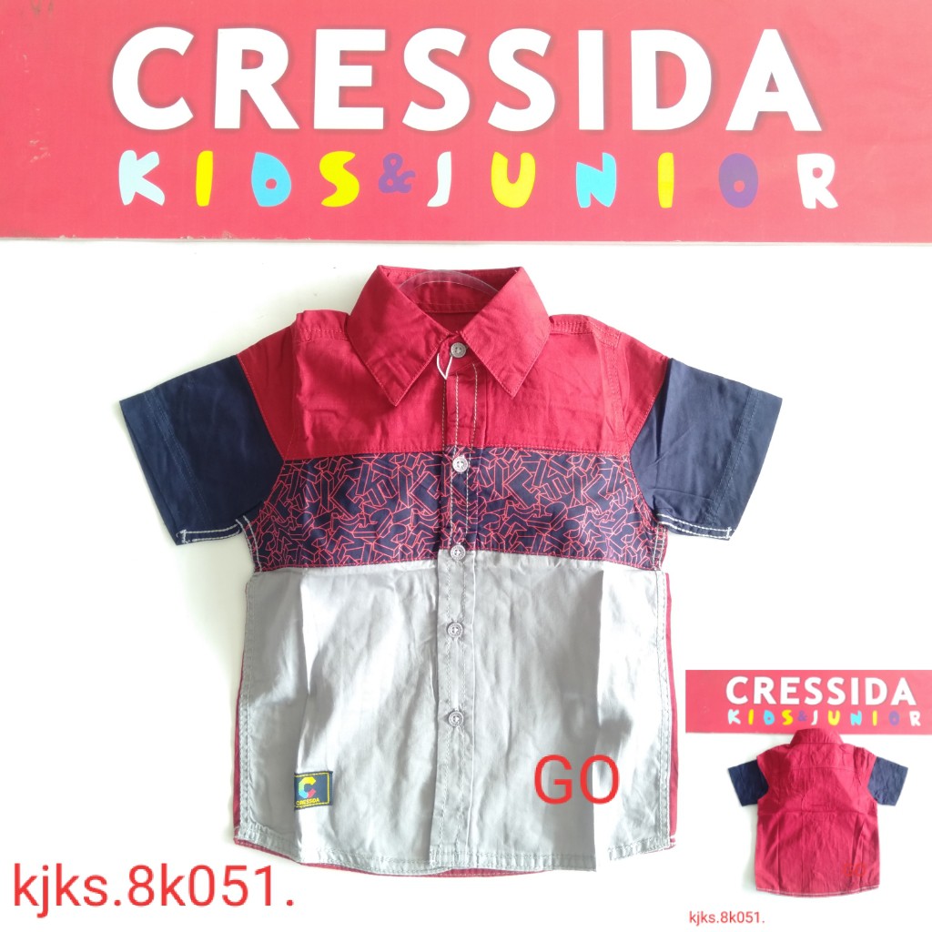 gos CRESSIDA KEMEJA KIDS Pakaian Baju Atasan Hem Anak Cowok Lengan Pendek Casual