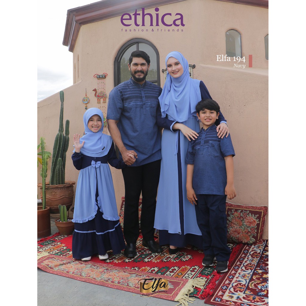 sarimbit keluarga 2021 ethica elfa 192 navy terbaru original