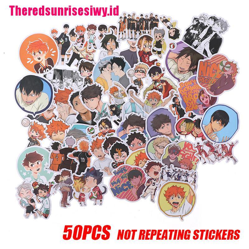 【Theredsunrisesiwy.id】50PCS Anime Haikyuu PVC Sticker for Luggage Laptop Skateboard DIY Waterproof