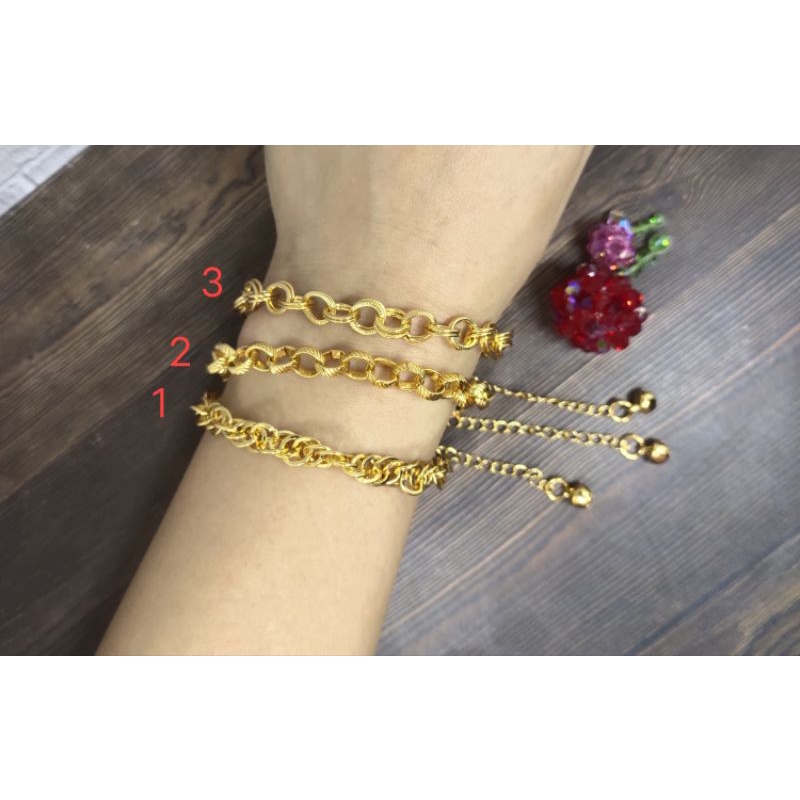 Fifi Fashion Gelang Tangan Belitung Xuping Lapis Emas Rantai Medan Tebal-AB01